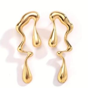 Creative Liquid Water Drop Design Stud Earrings Zinc Alloy Jewelry Elegant Sexy